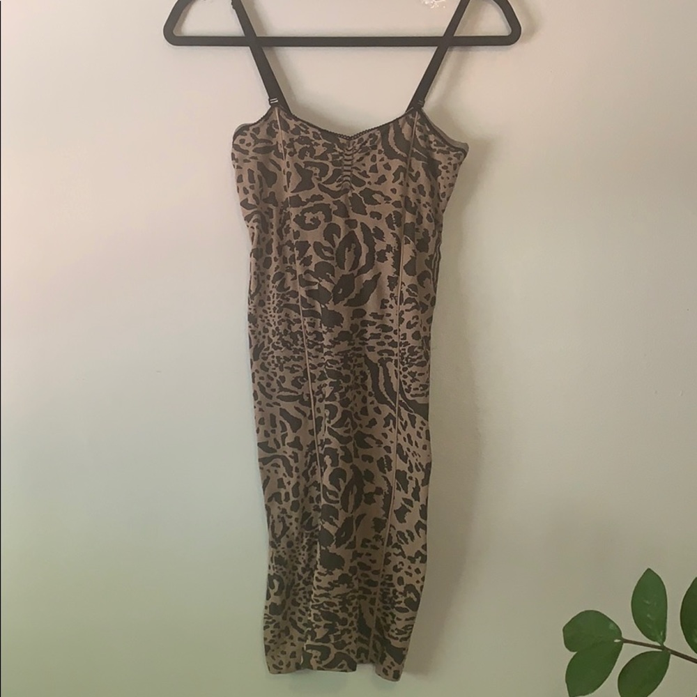 Free People Infinitely bodycon leopard slip dress